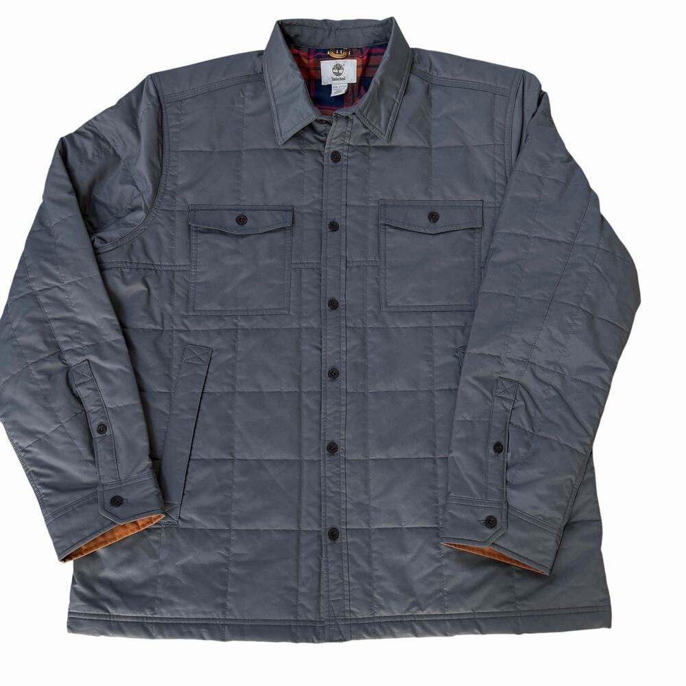 Timberland Lightweight Quilted Shirt Jacket Gray Buttons Men's Size XXL NWOT